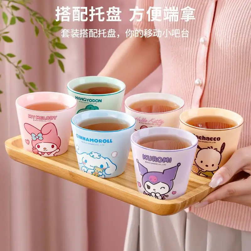 Sanrio Ceramic Tea Cup Cute Women's Personal Drinking Cup Hello Kitty Kung Fu Tea Set Cartoon Birthday Gift Anime Peripherals