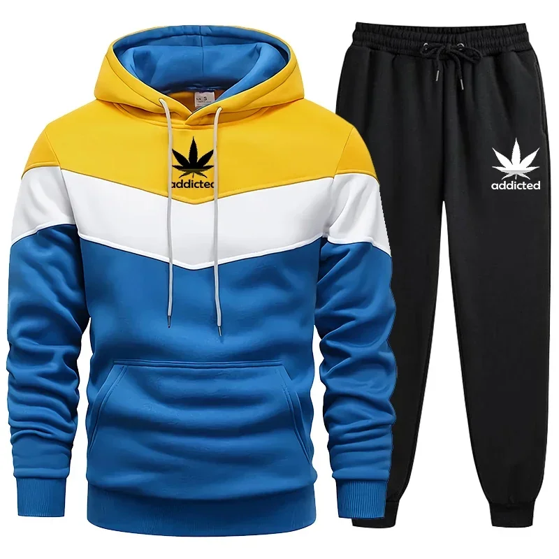 Men Tracksuit Sets Wear Stripe Hoodies+Sweatpants 2 Piece Set New Fashion High Quality Spring Casual Jogging Sportswear Suit