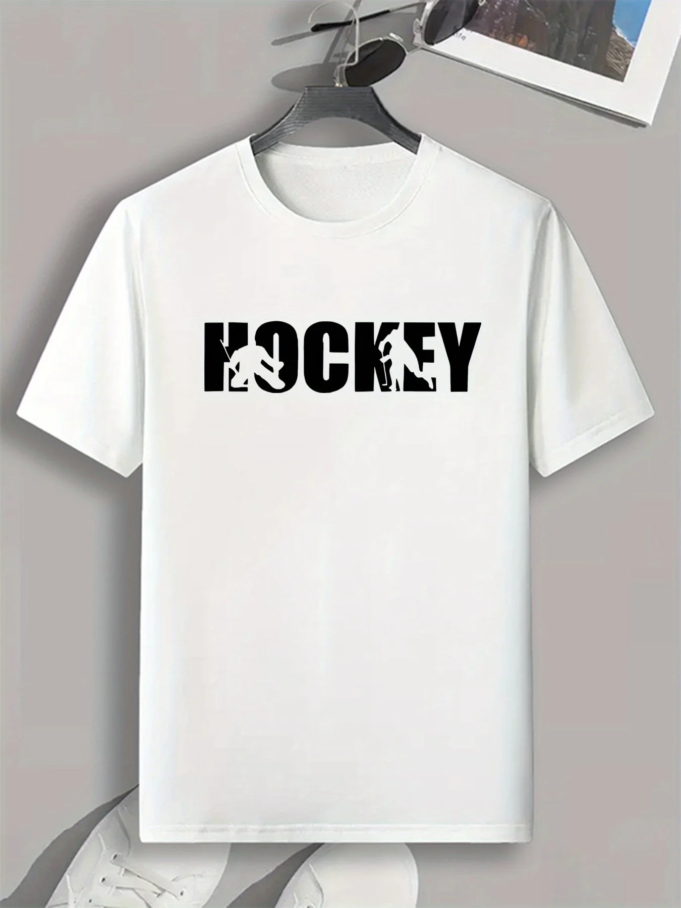 

HOCKEY Print, мужская футболка с круглым вырезом и коротким рукавом, повседневная футболка, повседневный удобный легкий топ на лето
