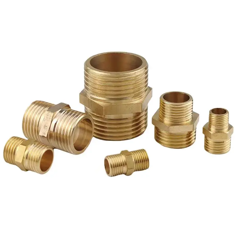 Brass Pipe Hex Nipple Fitting Quick Coupler Adapter 1/8 1/4 3/8 1/2 3/4 1 BSP Male to Male Thread Water Oil Gas Connector