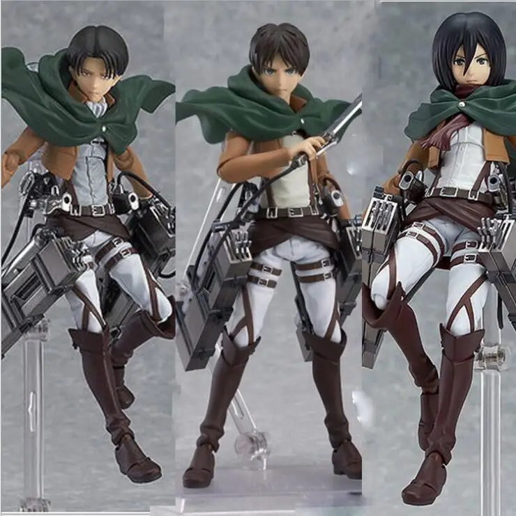 Figma 3 Style Attack on Titan Anime Shingeki no Kyojin Scouting Legion Levi Boxed PVC Action Figure Model Toy Gift