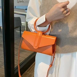 Pu Leather Solid Color Clutch Ladies Diagonal Bag Hand Bag Women's Fashion Simple Designer Handbag Woman Luxury 2022