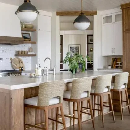 

For New Design Luxury Dining Room Furniture Table Wood and Wicker Dining Kitchen Restaurant Chair