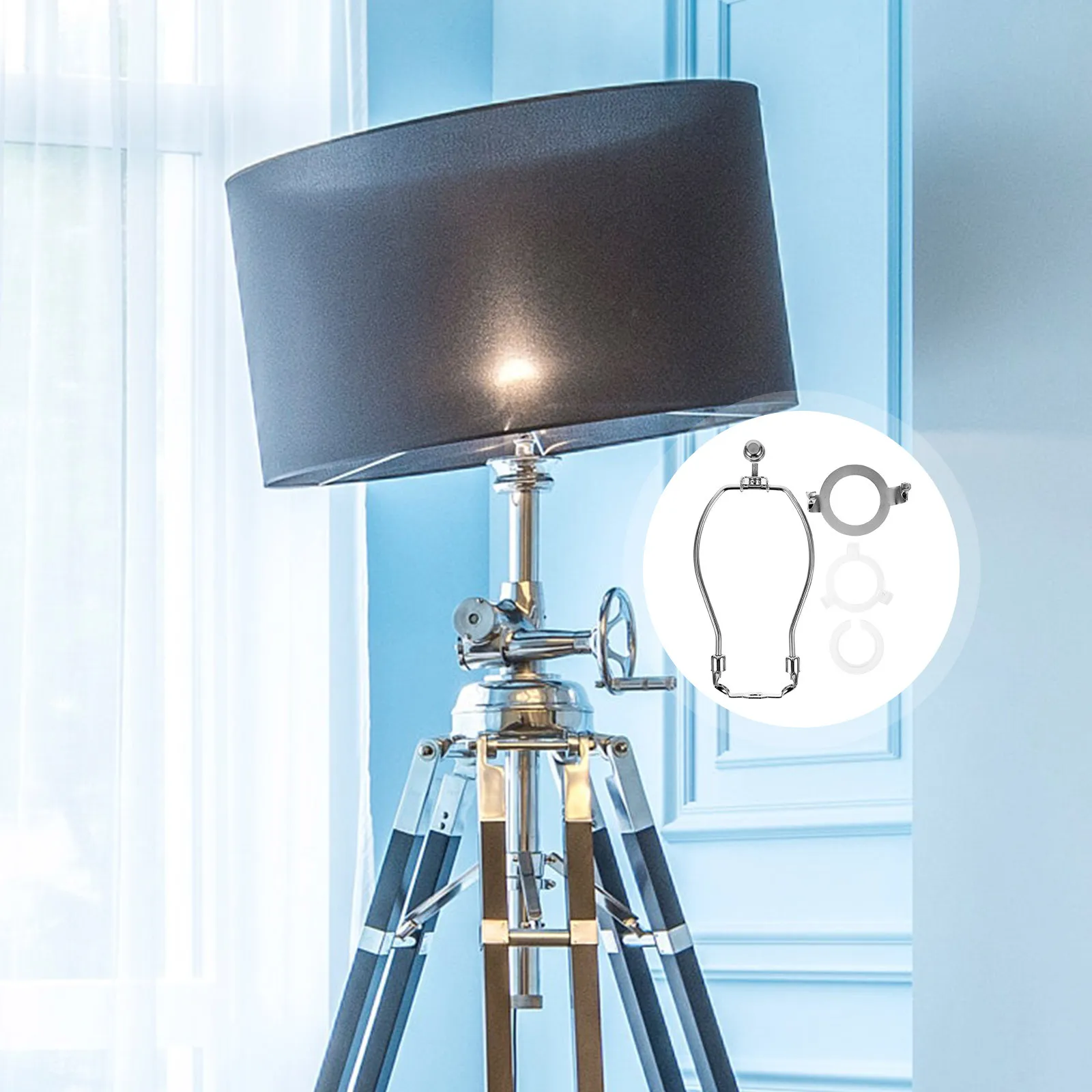 

1 Set 6 Inch Lampshade Frame Bracket Electroplated Iron Detachable Lamp Harp For Table Floor Lamp Repair Lighting Accessories