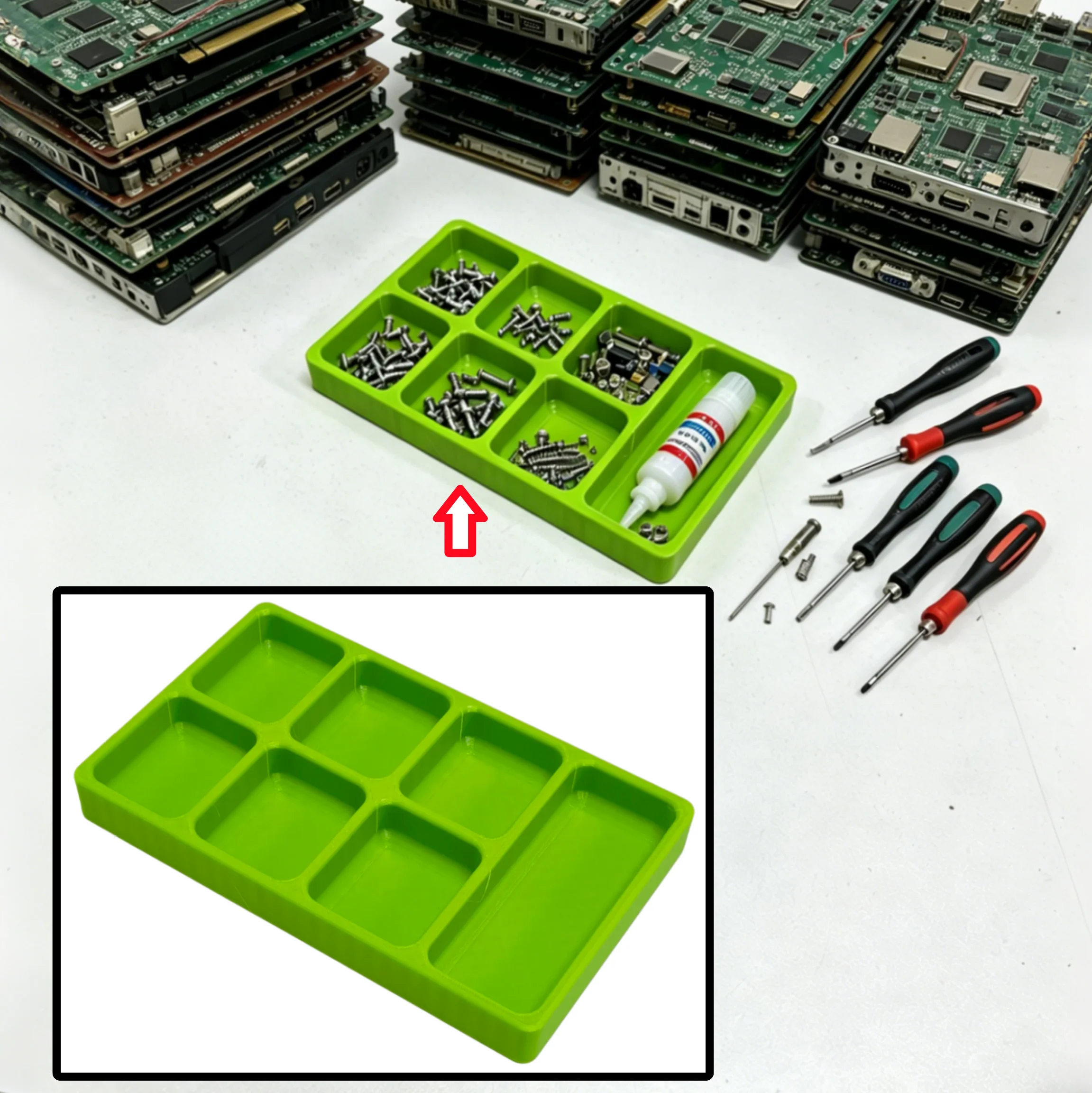

3D Printed Durable Plastic Sorting Tray – Compact & Easy-to-Sort Design for Remote Controls, Models & Phone Repair – Sturdy Part