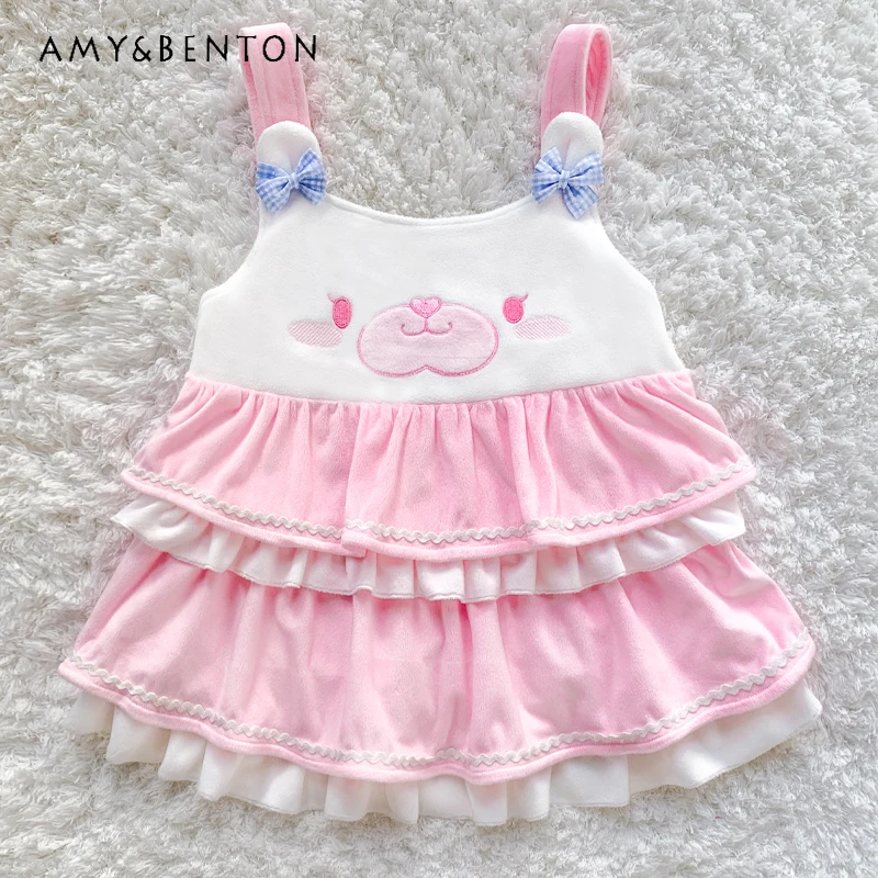 

Japanese Design Pink White Splicing Women's camisole 2025 New Sweet Cute Age-reducing Embroidered Lotus Leaf Edge Sling Ladies