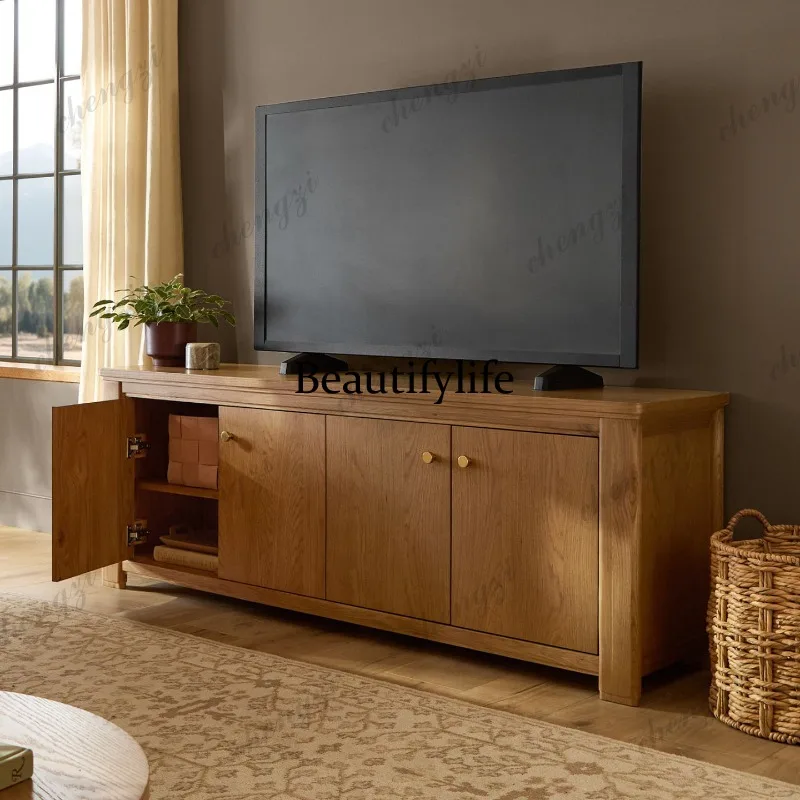 A73 Solid wood TV cabinet Small apartment locker Living room storage side cabinet