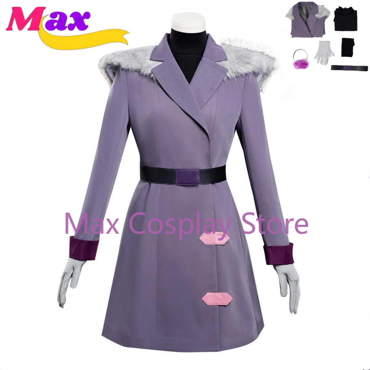 Max Cos Amity Blight disfraz de Cosplay para mujer adulta, Vestido de manga larga púrpura, abrigo Kawaii, traje de Carnaval y Navidad, tamaño personalizado