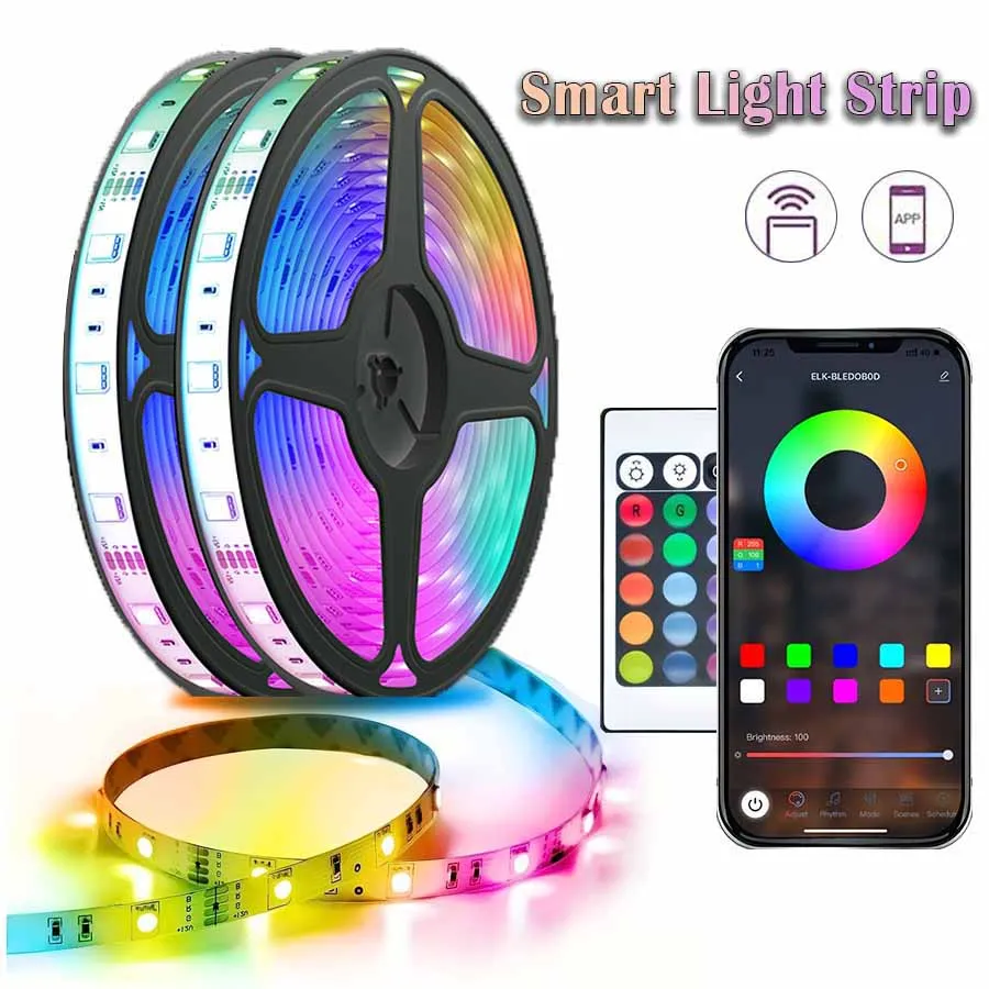 5m LED light strip Bluetooth APP control remote USB plug RGB light strip for TV backlight party festival room decoration