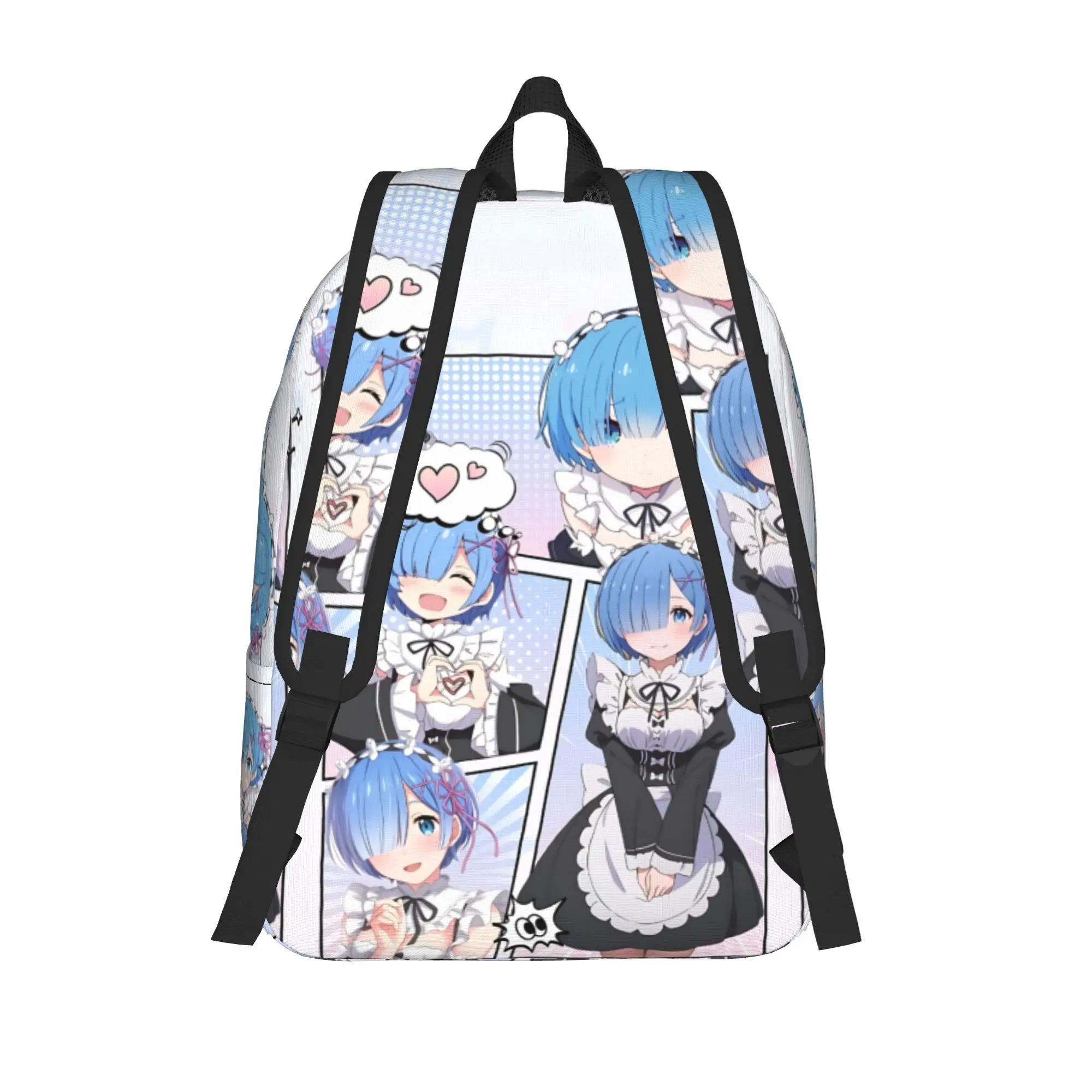 Fashion Cute Re ZERO Anime Rem Backpack  Mochilas Dual-Use Hiking Large Capacity Rucksack