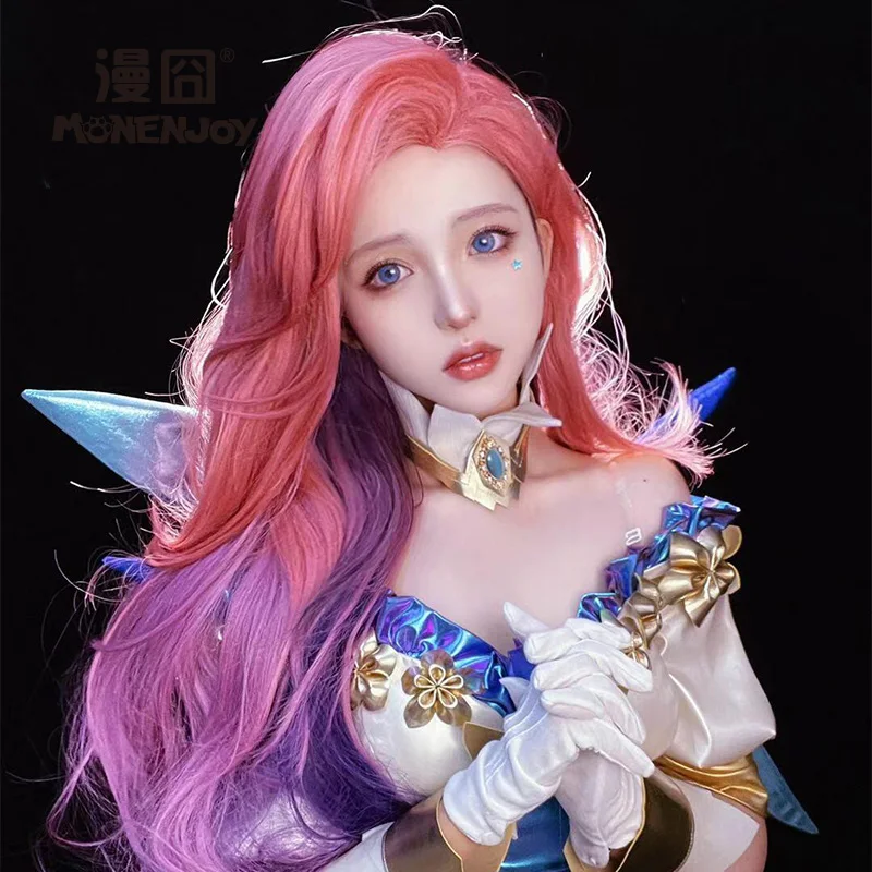 Jeu LOL KDA Seraphine Singerr Cosplay perruque rose violet dégradé ondulé cheveux longs Cosplay Costume Doujin cadeaux