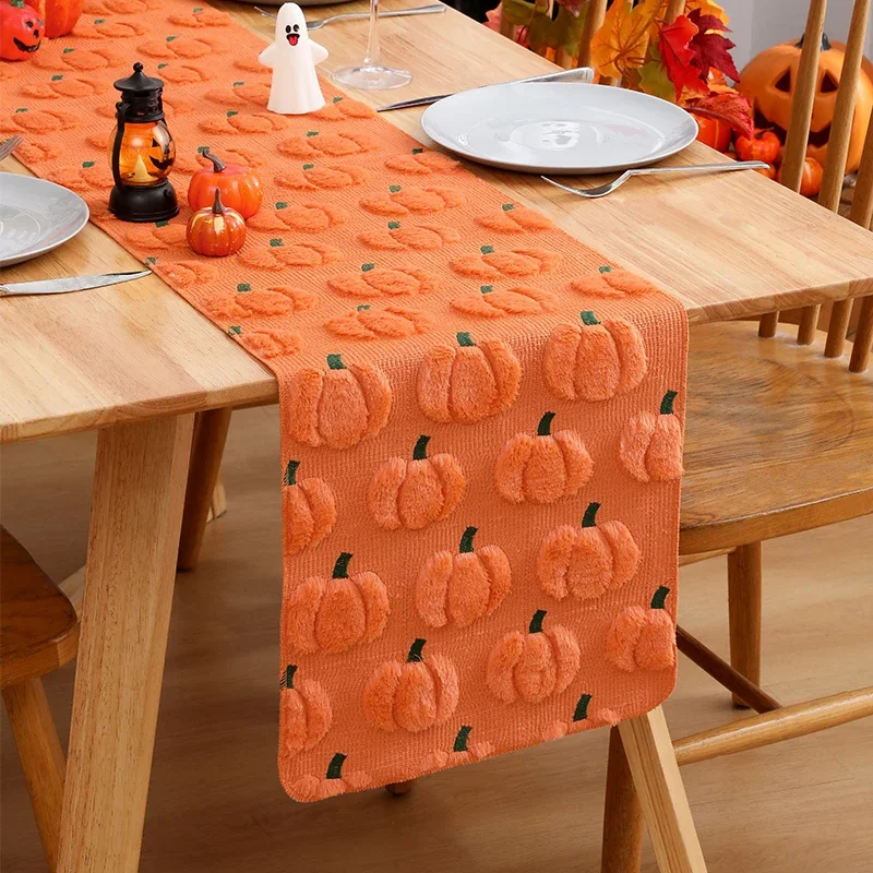 1PC Neat Overlock Stitch Quilted Pumpkin Tablecloth Table Runner Table Mat for Home Dining Room Decoration table cloth