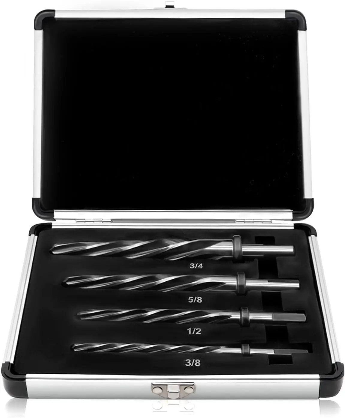 

M2 HSS Taper Chucking Reamer Set 4Pcs Sizes 3/8" 1/2" 5/8" 3/4" for Expanding Holes in Bridge and Construction