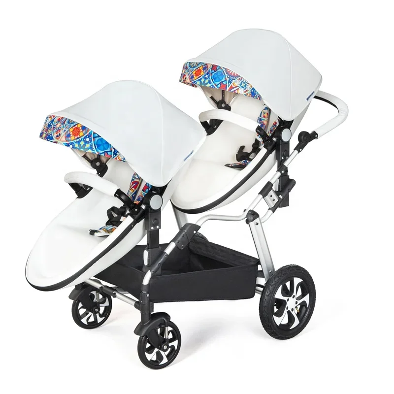 Factory hot sale Easy Folding Portable pram for twins Big Wheel high quality Increase the awning baby stroller 3-in-1