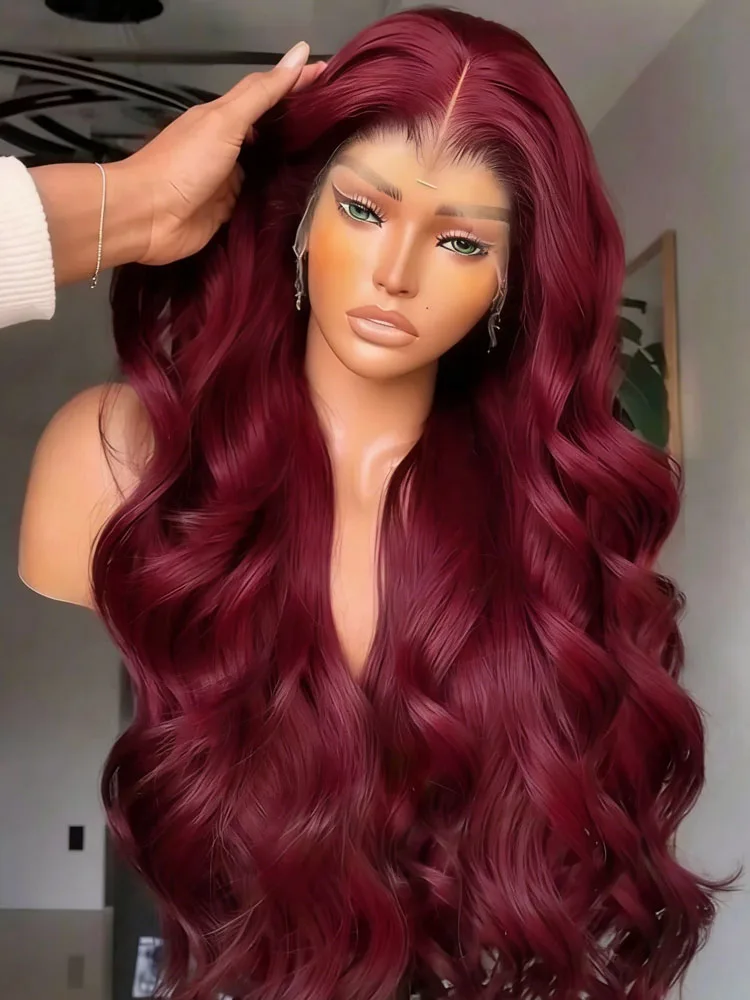 

99j Burgundy 13x6 Lace Front Wigs Human Hair Red Wig 220 Density Body Wave Lace Front Wigs Human Hair for Women 100% Human Hair