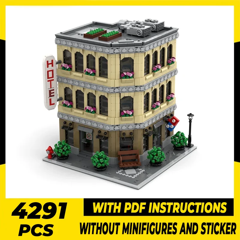 Moc Building Bricks Hotel And Restaurant Model Technology Modular Blocks Construstion Street View Toy DIY Set Assembly Gifts