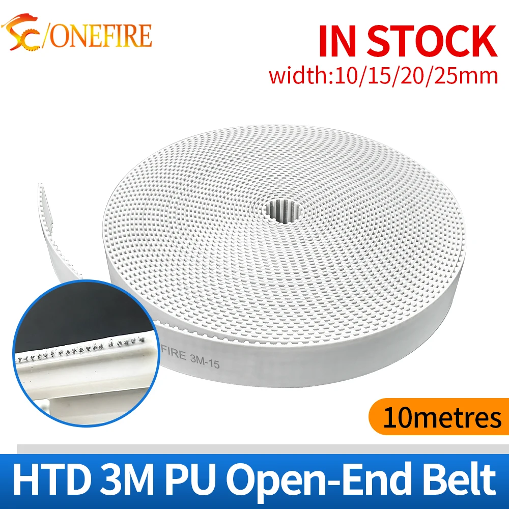 High Quality 10meters HTD 3M 10/15/20/25mm PU open belt 3M timing belt white Polyurethane with steel core