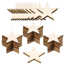 25pcs 5cm Wooden Stars Slices, Blank Unfinished Wood Star Embellishments Cutouts for DIY Crafts Art Project