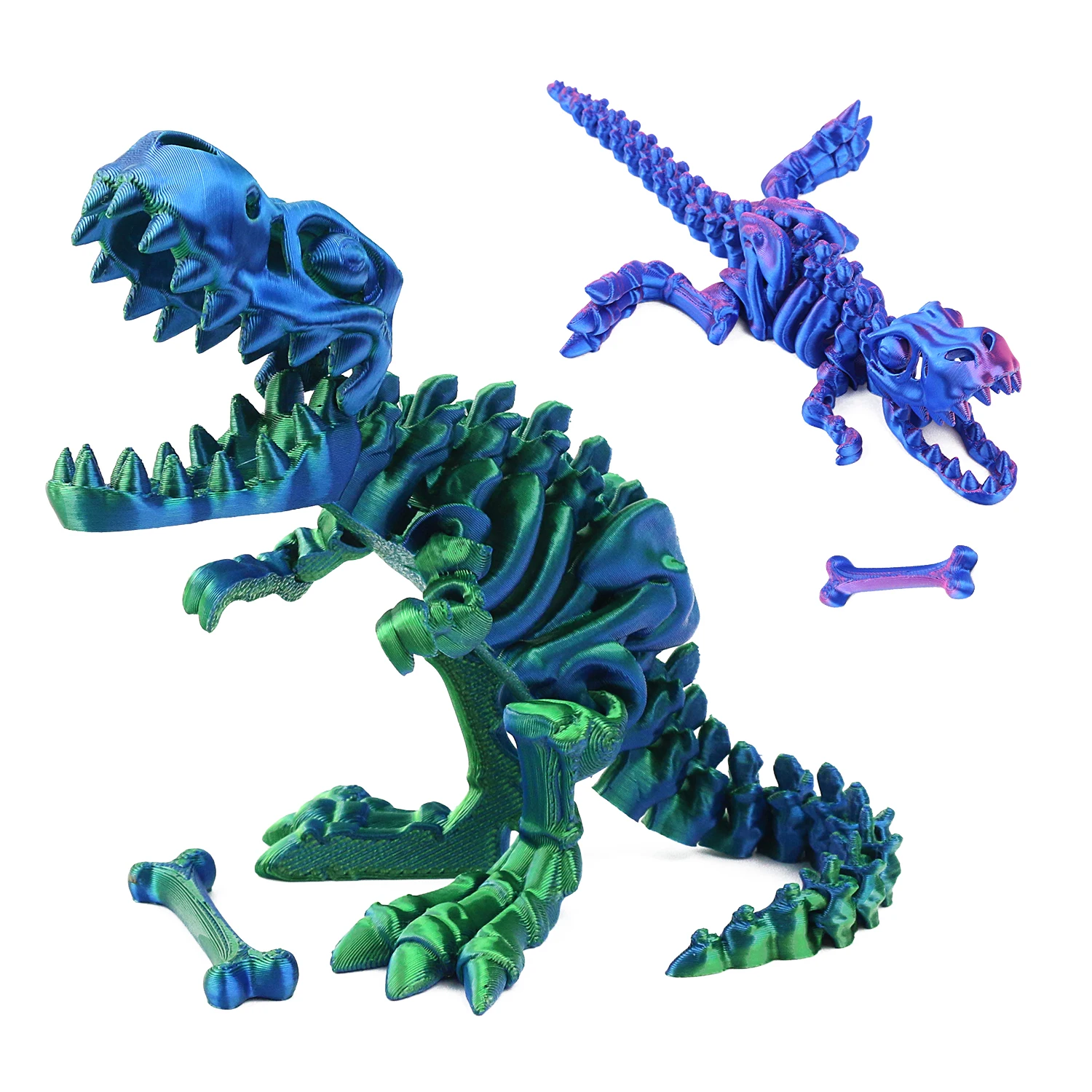 3D Printed Dragon and Shark, Colorful Articulated Crystal Dragon / Shark, 3D Printed Dragon Fidget Toys for Adults party favor