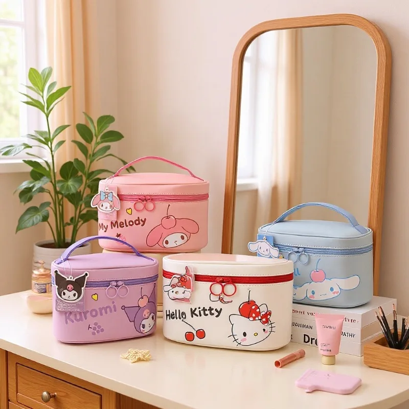 Japanese Sanrio Kuromi Hello Kitty Makeup Bag Large Capacity Cartoon Toiletry Cosmetic Storage Pouch Kawaii New Hot for You