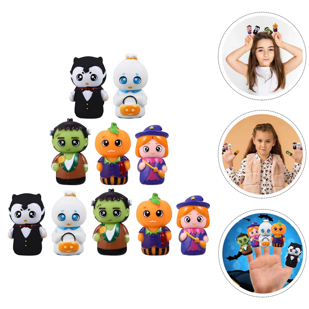 

10Pcs Finger Puppets Cartoon Hand Puppets Kids Interactive Storytelling Family Preschool Halloween Fun Finger Toys