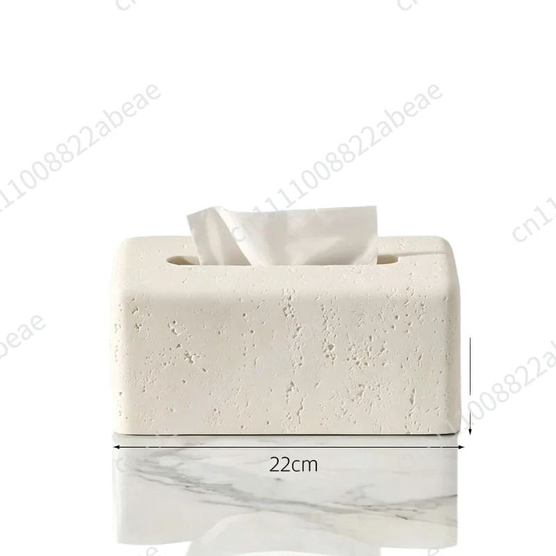 Luxury Hole Stone Tissue Box High-end Creative Desktop Organizer for Living Room Dining Table
