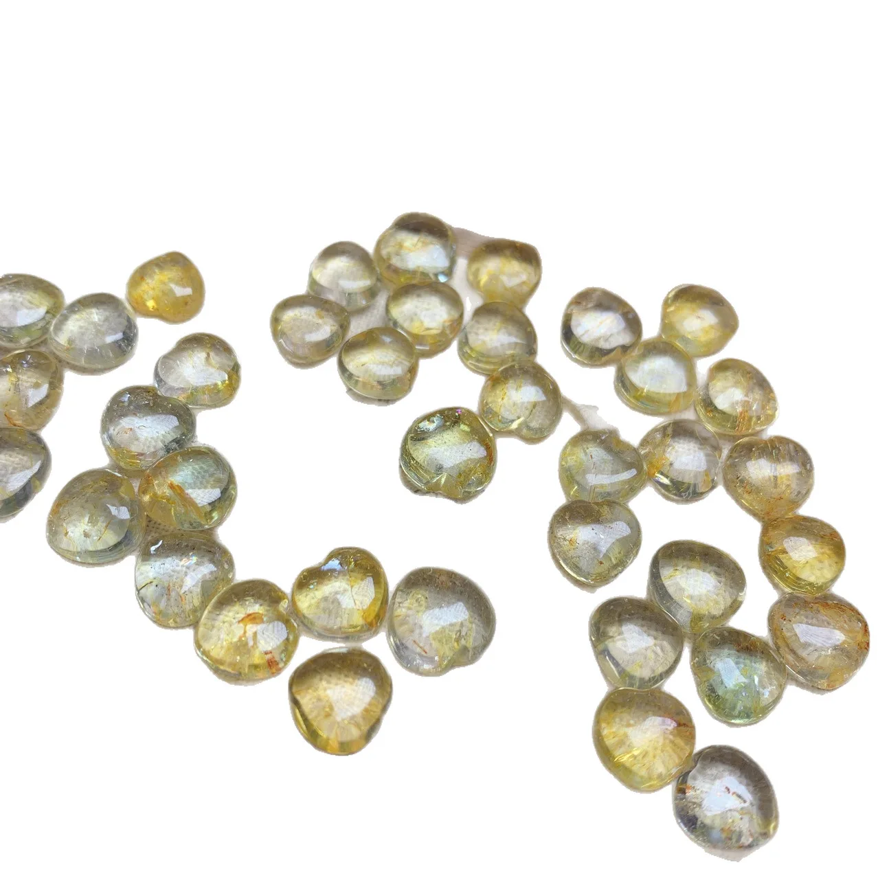 5pcs Natural Yellow Topaz Heart Beads With Top & Bottom Drilled, Loose Gemstone for DIY Ring Bracelet Jewelry Making Wholesale