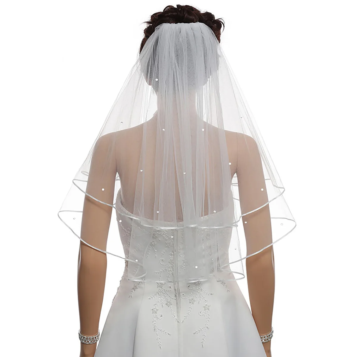 2T 2 Tier 75cm Beaded Bride Bridal Wedding Veil 2024