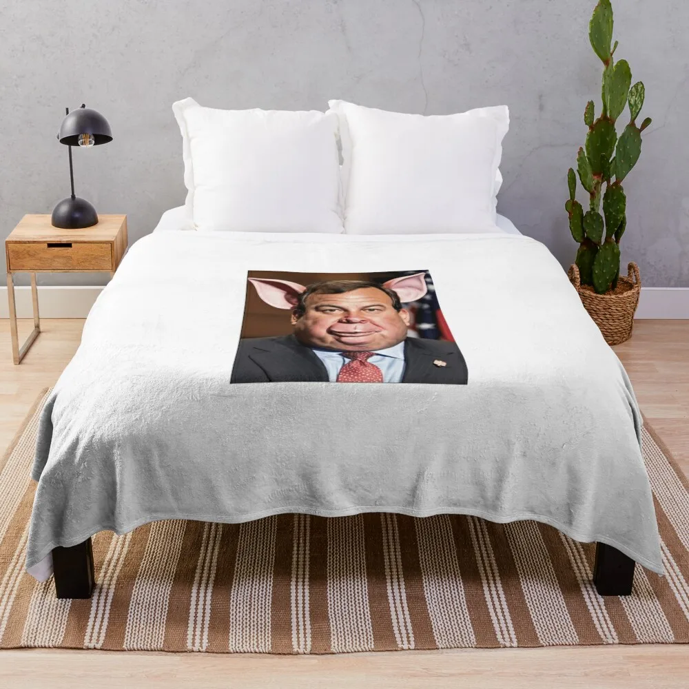 Chris Christie as a Pig Throw Blanket Large Sofa Blankets