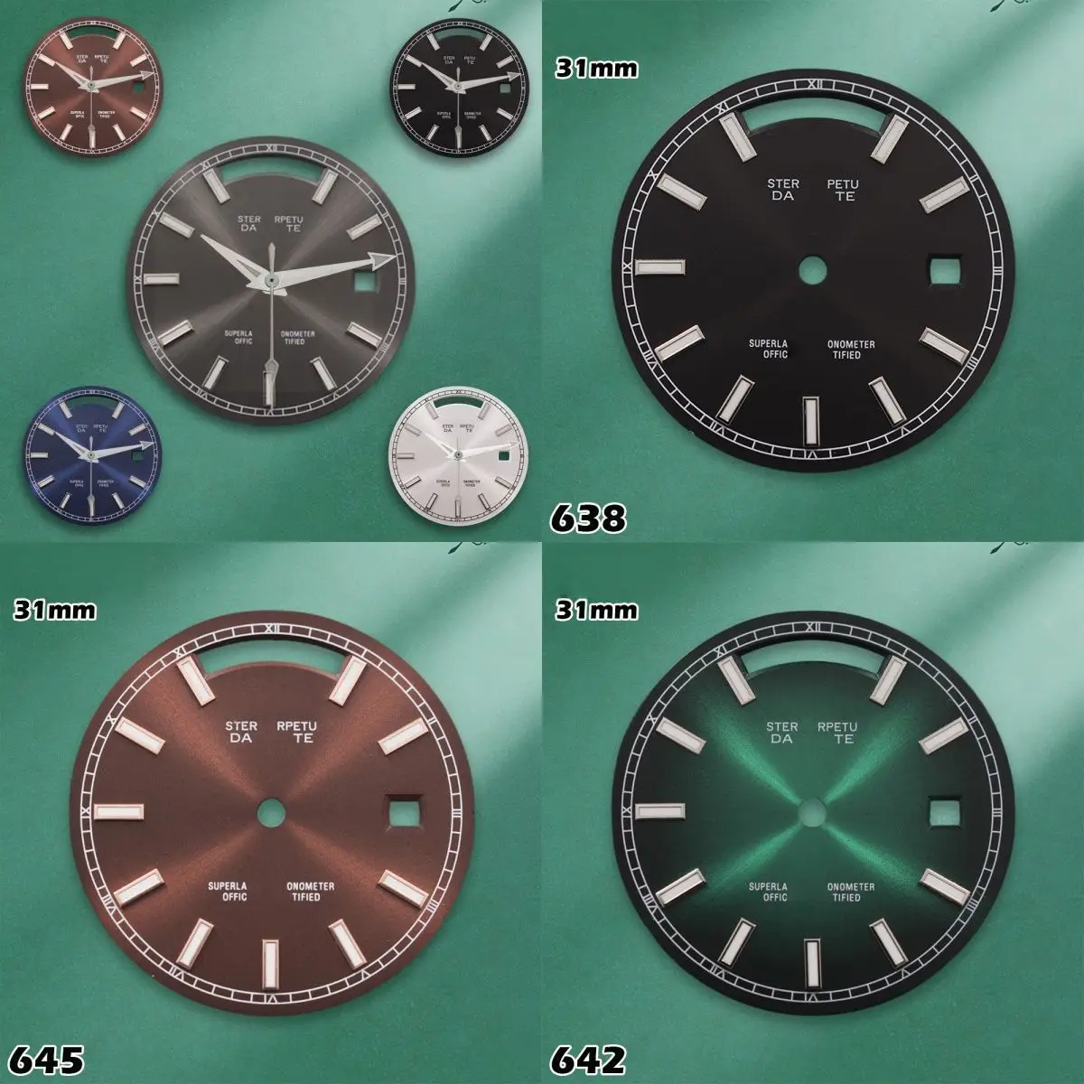 31mm Journal Green Gradient S-type Dial Fit 8285 Movement Green Luminous Watches for men Watch Modification Accessories