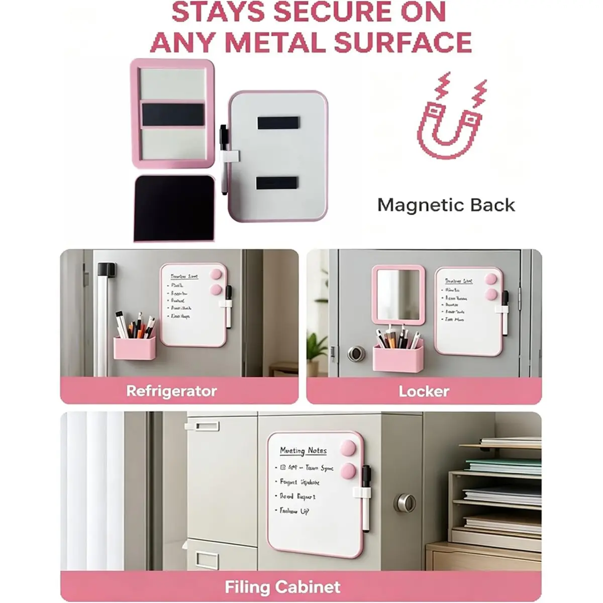 Locker Accessories for Girls with Magnetic Whiteboard,Locker Mirror and Pen Holder,Locker Decoration for School Locker
