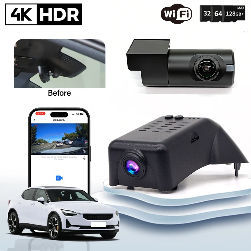 Plug and play Dash Cam 4K for Volvo Polestar 2 2021-2026,Car DVR Dashcam Camera Video Recorder for Volvo Polestar 2
