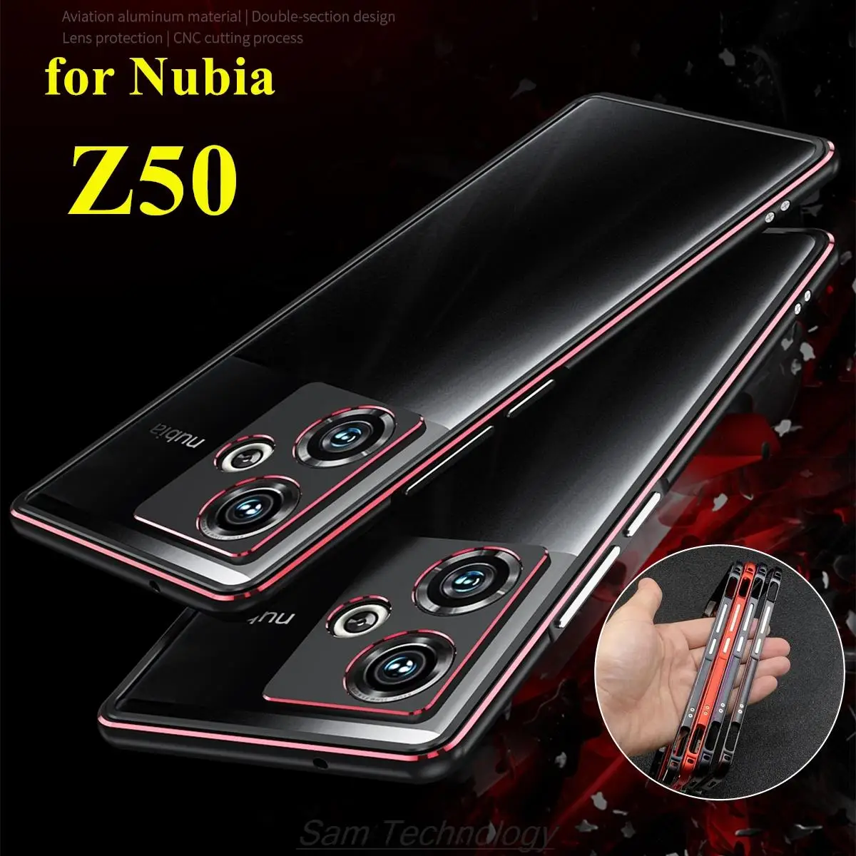 Case for Nubia Z50 Luxury Deluxe Ultra Thin aluminum Bumper for ZTE Nubia Z50 Z 50 + 2 Film (1 Front +1 Rear)