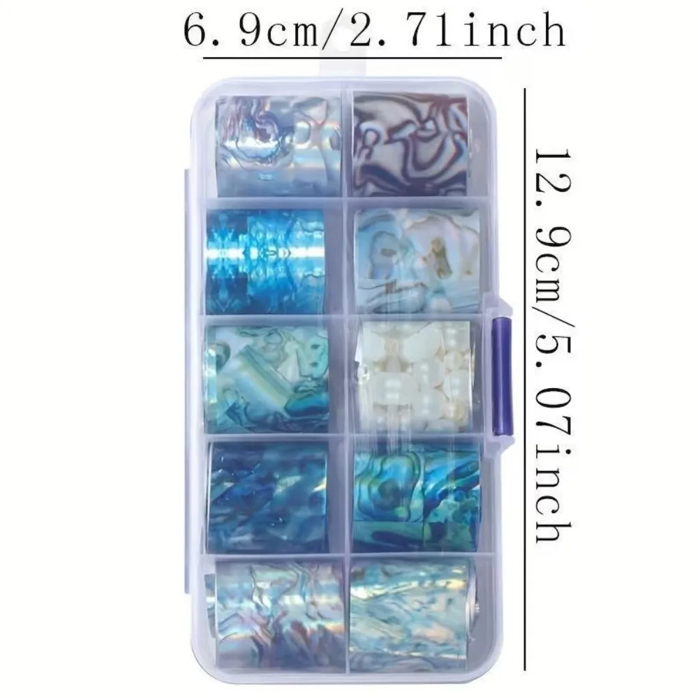 PET Nail Transfer Foil Shell Pattern Multicolor Nail Foil Stickers Starry Sky Pattern Boxed Roll Nail Art Foil Manicure Supplies