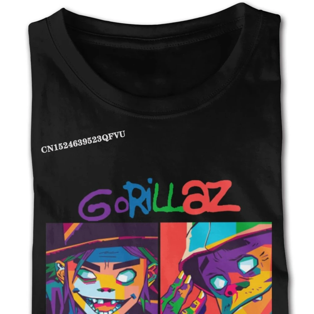 Quality Gorillaz Tee Shirts T-Shirt Men Mens Big Size Black Shirts Fitness TightNormal Tees Hot Sale Cotton Mens Tshirts