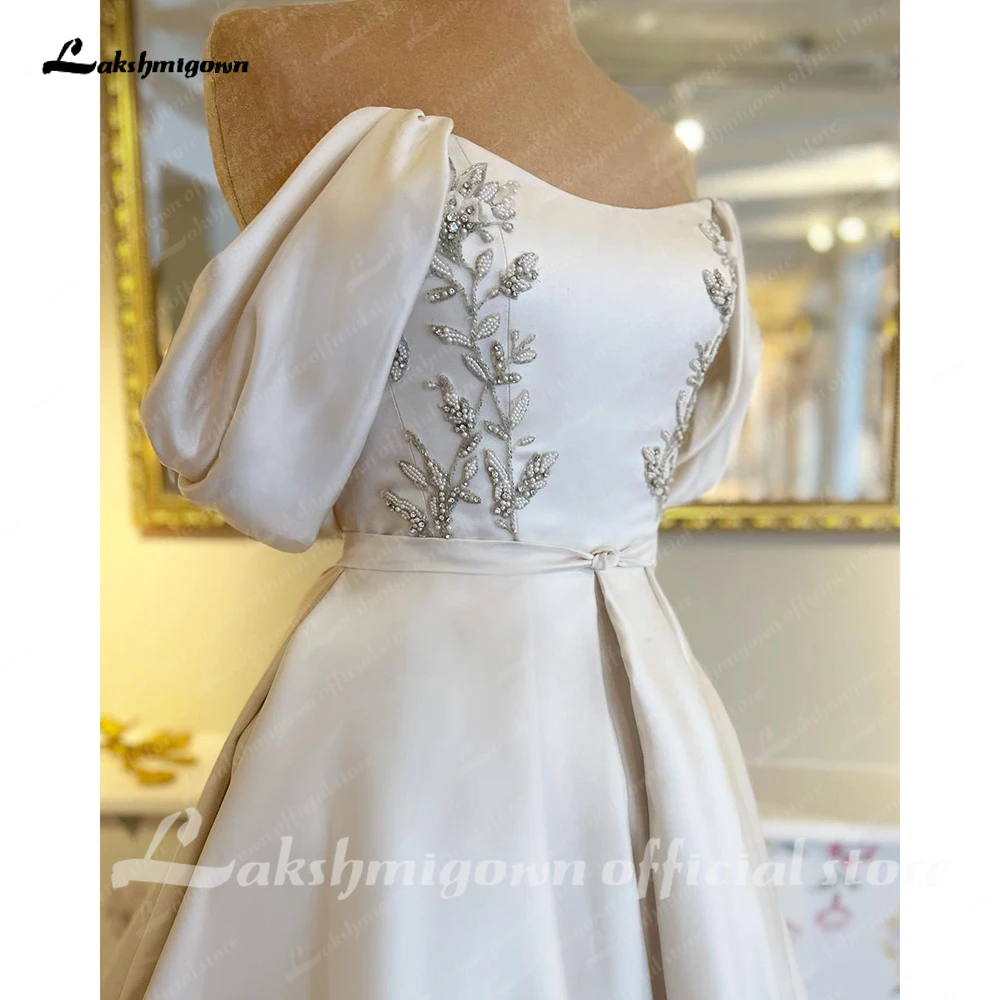 Lakshmigown gaun pengantin SATIN เปิดไหล่สำหรับเจ้าสาวใบเสร็จรับเงินสำหรับงานปาร์ตี้เสื้อคลุมสำหรับงานแต่งงาน