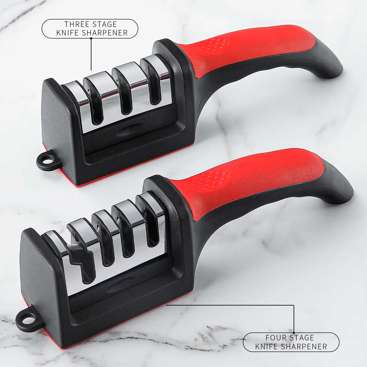 Aiguiseur de couteaux de cuisine à 3 segments, multifonctionnel, manuel, 3/4 usages, pierre à aiguiser noire, outils pour aiguiser les couteaux