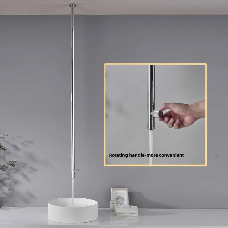 

1600MMWall Mounted Copper Basin Faucet Creative Art Hot Cold Water Tap with Drop Spout