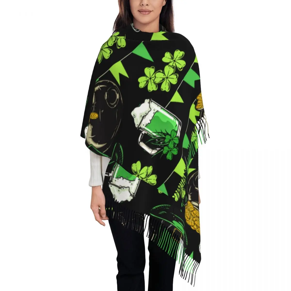 

Шарфы с индивидуальным принтом ко Дню Святого Патрика для мужчин и женщин: теплые зимние и осенние шарфы, шали, накидки