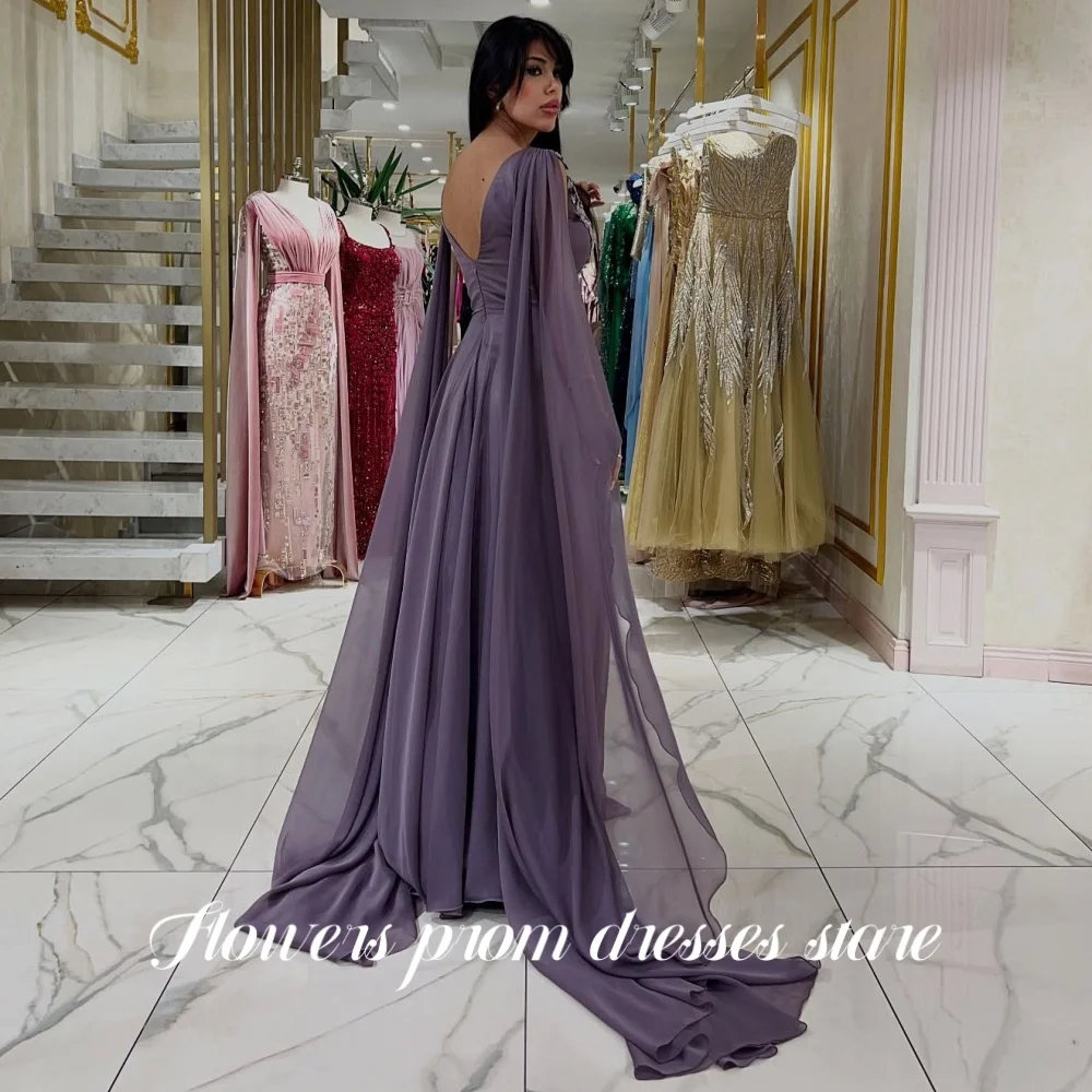 ดอกไม้ไลแลคคอวีแอพพลิเคชันชุดราตรีแขนพองชุดปาร์ตี้สำหรับผู้หญิงเอ-ไลน์ชุดเจ้าหญิงชุดเดรสเดอฟีเอตาที่กำหนดเอง