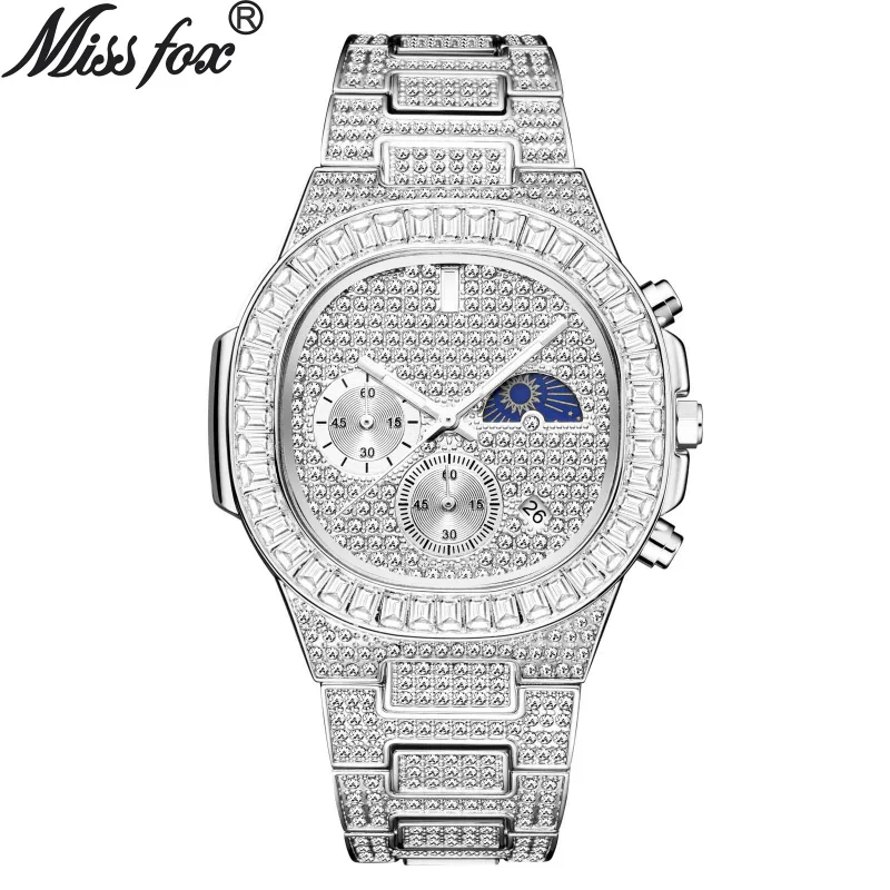 Official brand free shippingEuropean American High-End Fashion Hip Hop Full Diamond Multifunctional Leisure QuartzMen's Watch