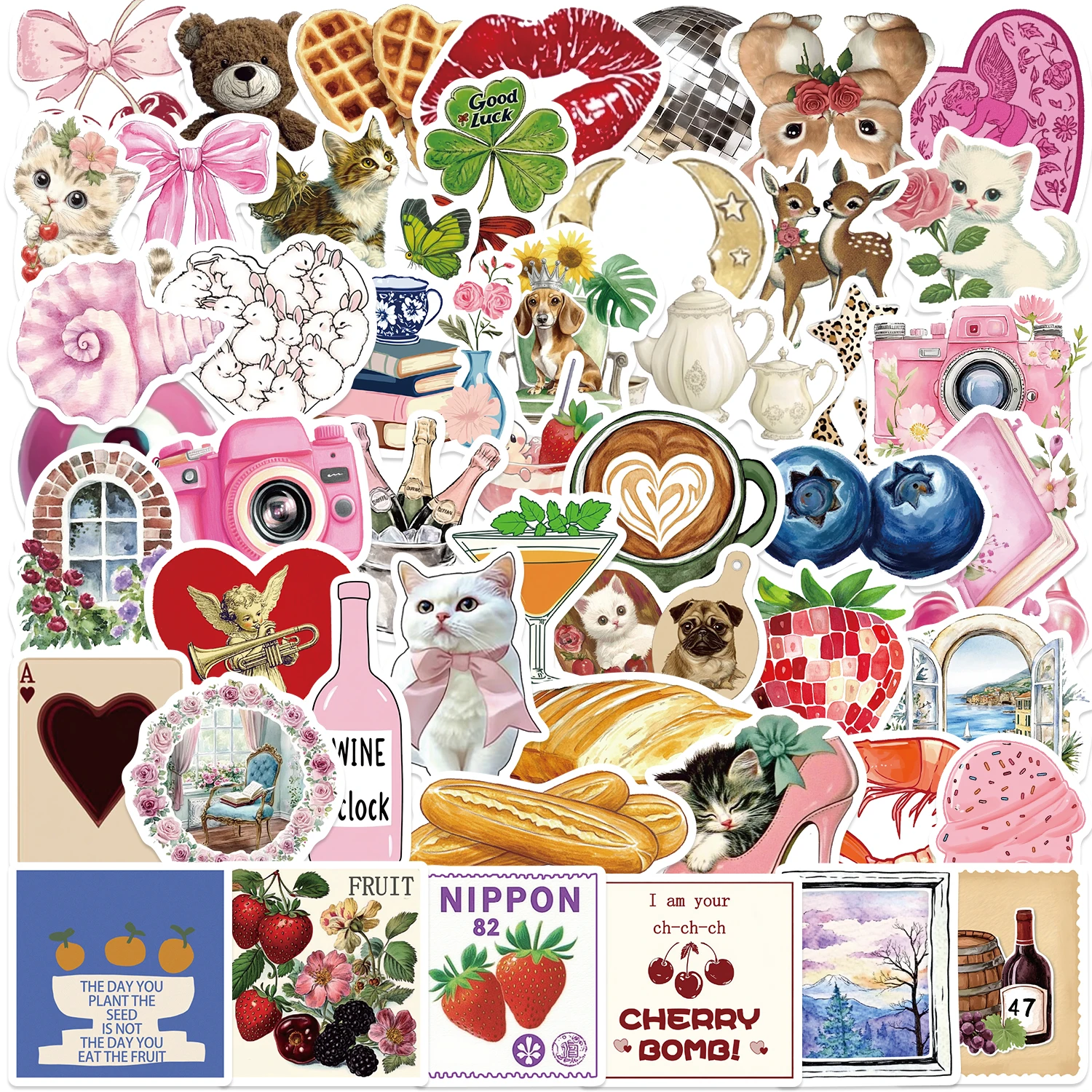 50pcs Mixed Aesthetic Pinterest World Stickers for DIY Notebook Laptop Phone Suitcase Toy Decals Helmet Decorative Waterproof