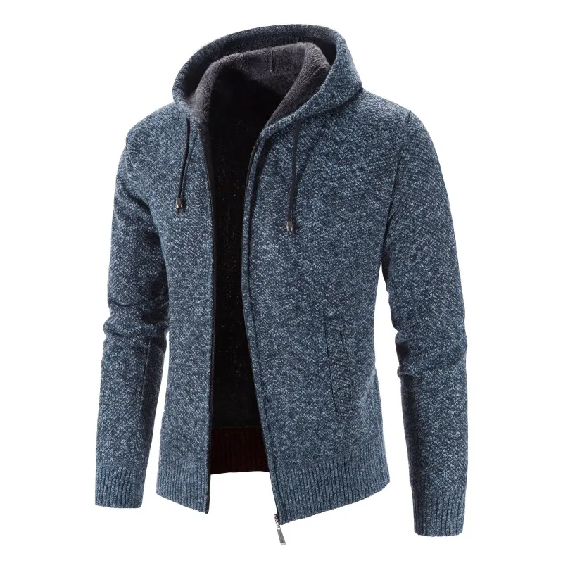 Men Hooded Jackets Cardigan Sweatshirts Hooded Sweatercoats Winter Thicker Warm Sweaters Casual Cardigans Hoodies Slim Fit Coats