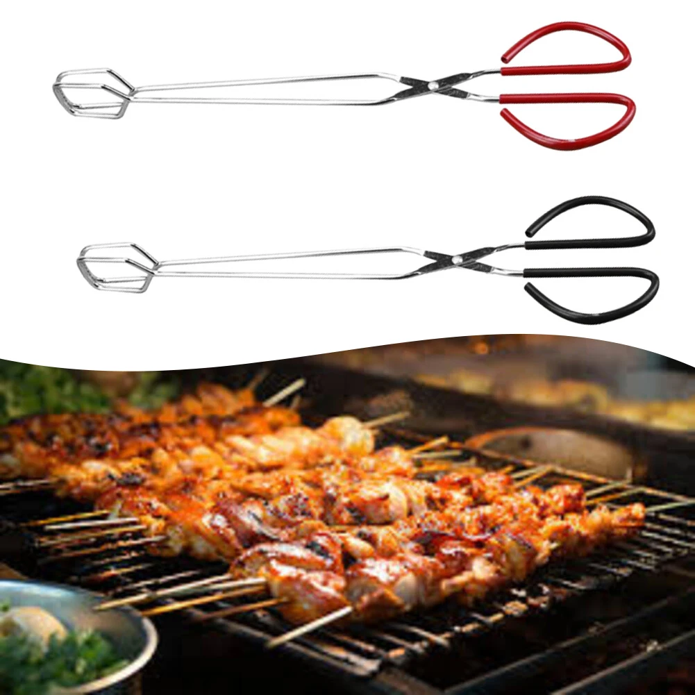 1pc 10.5/12/15in Scissor  Stainless Steel Food With Wrap Handle Angled Bread Clamp For BBQ Grilling Cake Tool