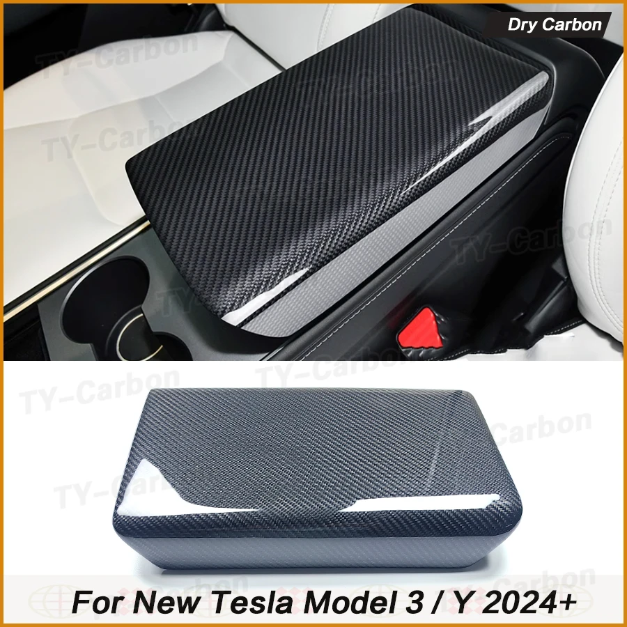 

Center Console Armrest Box Cover for Tesla Model 3 Highland Y Real Dry Carbon Fiber 3M Installation Decoration Accessories 2024