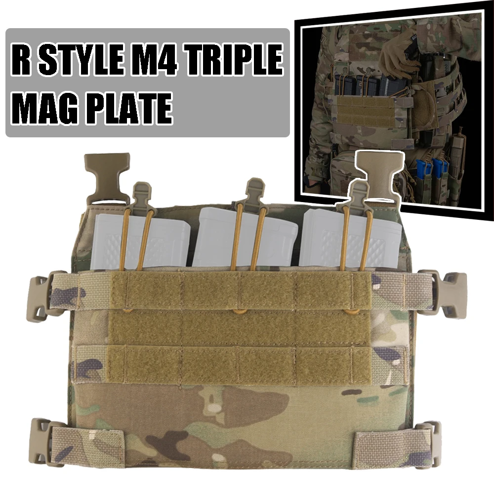 Tactical R Style M4 Triple Mag Plate Airsoft Vest Accessories Streamlined Flap Design Magazines Holder Minimized Plate Carrier