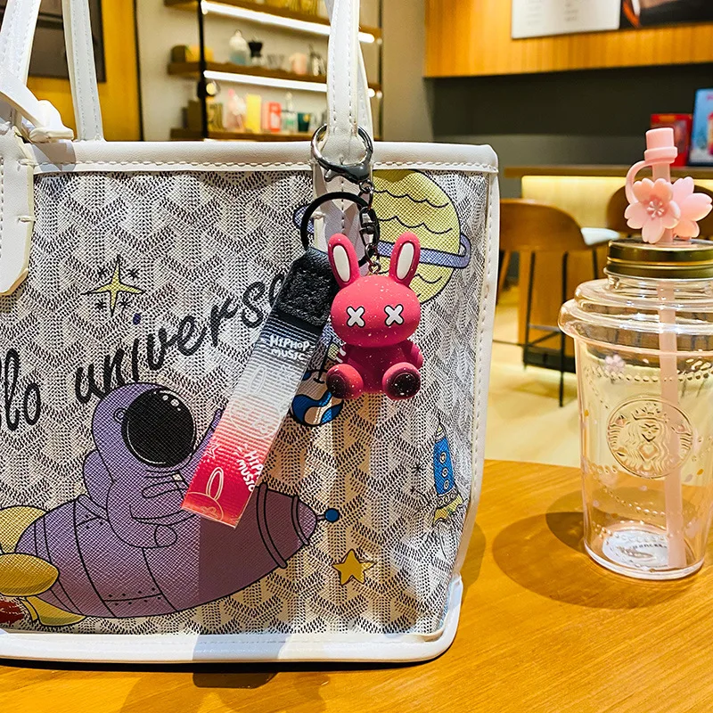 Creative Rhinestone Rabbit Keychains For Women Bag Pendant Keyrings Cute animal Key Chain Car Key Ring Holder Drop Shipping