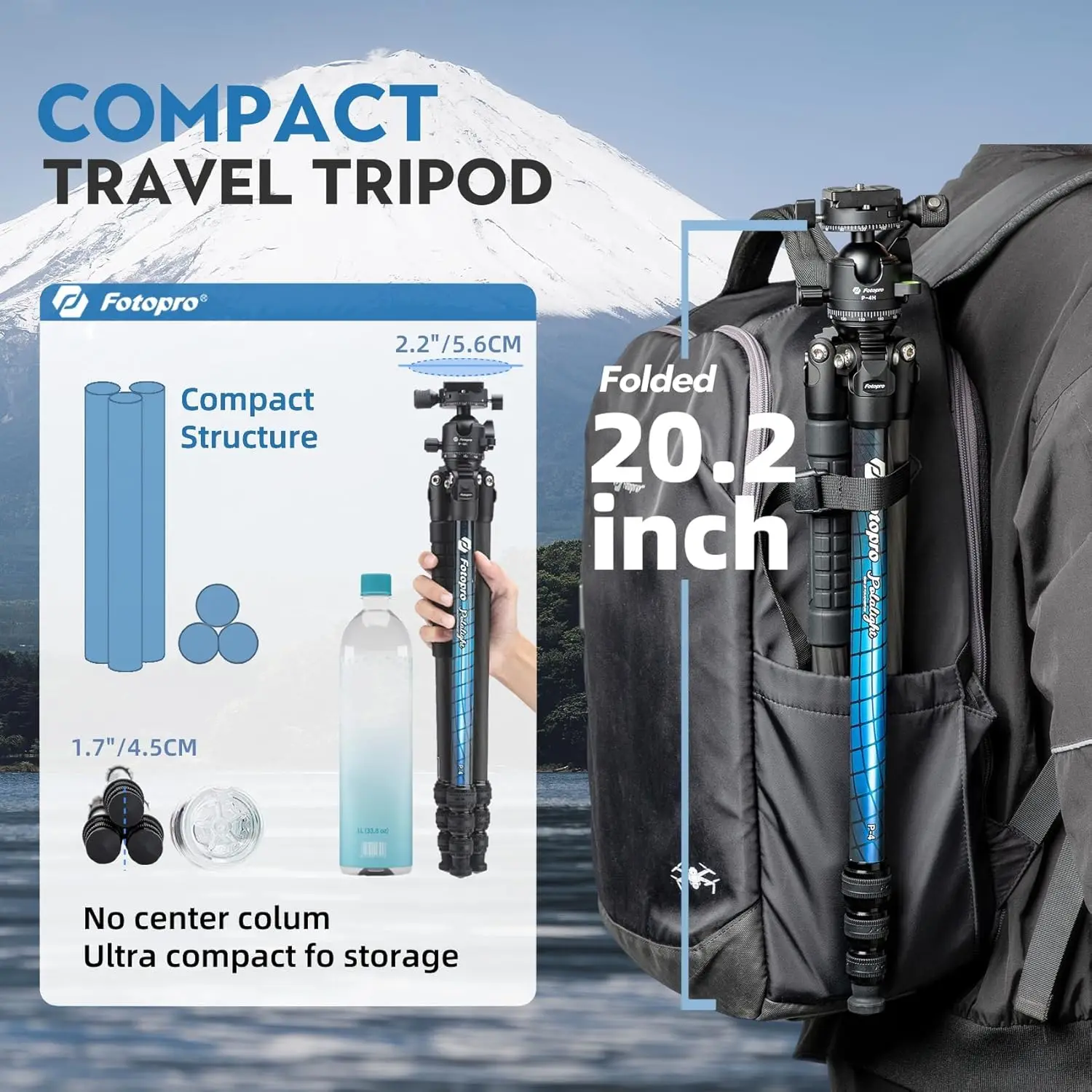 Carbon Fiber Tripod, Ultra Stable Lightweight Professional Travel Tripod with 360° Ball Head