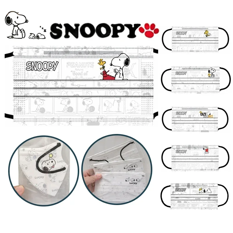 

10PCS Snoopy Disposable Face Masks Anime Man Women Non-wove Filter Mask Students School Dust Mite Control Cute Outdoor Travel