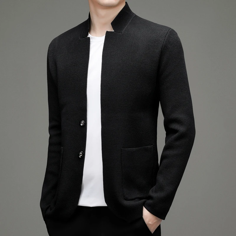 2024 Spring Style Youth Business Wear Stand Collar Loose Long Sleeve Men's Jacket Business Gentleman